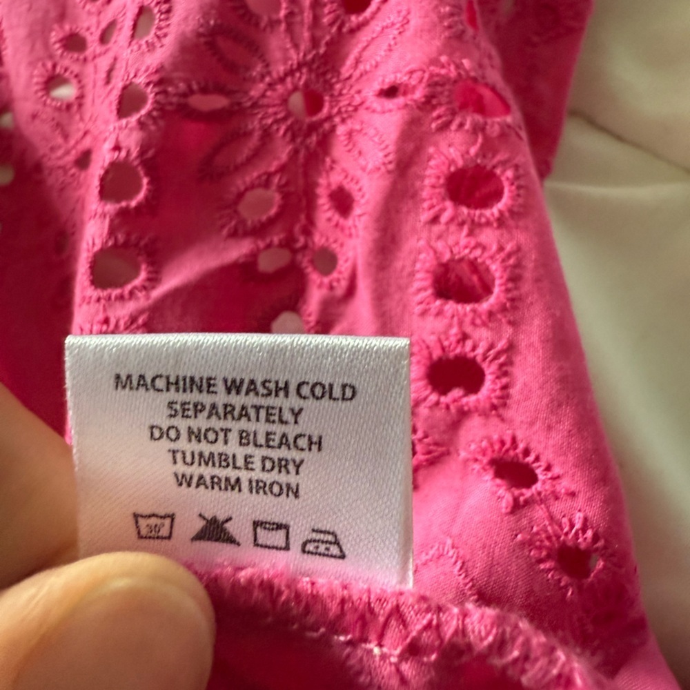 NWT Tuckernuck Fuchsia Pink Eyelet Ruffle Midi Dress size XS - Picture 10 of 10
